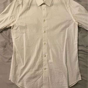 Express 1MX White Fitted Dress Shirt